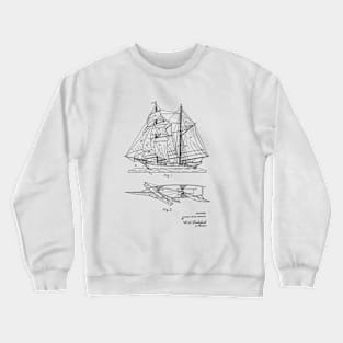 Sailing Ship Vintage Patent Hand Drawing Crewneck Sweatshirt